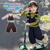 Conjunto de dos piezas de pantalones de lunares estilo coreano para niñas, nueva colección primavera/otoño 2026, atuendo moderno y elegante para niñas pequeñas