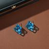 Pendientes de cristal de cubo azul, pendientes coreanos de alta gama con forma de aguja de plata 925, pendientes de lujo ligeros y dulces de nicho, venta al por mayor