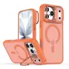 Capa Magnética para Celular com Suporte para Lente para iPhone 18 Pro Max Apple 16 Fosca à Prova de Queda Capa Protetora 17