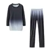 Otoño 2026 Moda Independiente Europea y Americana para Mujer Conjunto Casual Deportivo de Dos Piezas con Mangas Largas y Pantalones Largos Degradados