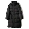 Chaqueta ligera, suave y de alta gama con plumón de ganso blanco al 90%, cuello alto, longitud media, estilo ropa de trabajo, chaqueta de invierno para mujer Pinghu