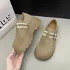 Zapatos Casuales de Textura Mate con Suela Gruesa para Mujer Primavera 2026 Nuevos Mocasines Versátiles de Punta Redonda que Aumentan la Altura Zapatos Individuales Casuales Estilo Birkenstock para Mujer