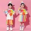 Roupas de Performance Infantil para Alunos do Ensino Fundamental, Roupas de Performance para Torcida em Eventos Esportivos, Uniforme de Jardim de Infância, Roupas Cartoon de Manga Curta
