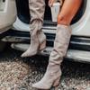 Novedades de Invierno Estilo Exportación Ebay Tacón Alto Mate 40-43 Cremallera Lateral Botas Altas de Monta de Moda Versátiles
