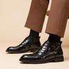 Botas Martin Masculinas Outono e Inverno Novas Couro Genuíno Cano Médio Sapatos Masculinos Botas com Forro de Lã Estilo Britânico Casual de Negócios Sapatos de Couro para Vestir