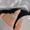 Anel para Mulheres Ins925 Prata Esterlina Tendência Cool Retro Minimalista Ajustável Coração Aberto Dedo Indicador Moda Personalidade