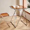 Mesa dobrável transparente acrílica vintage, estilo moderno e na moda, conjunto de mesa e cadeira portátil para varanda de casa, mesa de centro nórdica