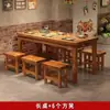 Conjunto de Mesa e Cadeiras de Jantar em Madeira Maciça para Churrasco, Lanchonete, Restaurante de Hot Pot, Loja de Macarrão, Café da Manhã, Sala de Jantar Carbonizada e Uso em Restaurante