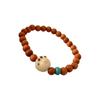 Pulsera elástica de garra de gato acrílica con cuentas de sándalo vintage, estilo étnico distintivo, temperamento artístico, pulsera de alta gama para mujer