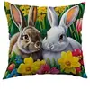 Funda de Almohada de Conejo Gris y Blanco Más Vendida de Amazon Tk de la Temporada de Primavera entre los Arbustos Florales, Personalizable por el Fabricante de Origen