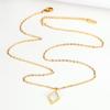 Collar Cuadrado de Acero de Titanio Geométrico Romboidal Elegante Estilo Frío Nicho de Lujo Ligero Incrustado Nácar Blanco Colgante de Azúcar