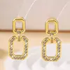 Brincos Quadrados Vazados de Micro Pontos de Diamante de Alto Padrão Transfronteiriços para Mulheres Tendência de Brincos Personalizados e Elegantes Mais Vendidos na Europa e América