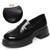 Cor Sólida Resistente à Sujeira Novos Sapatos Femininos de Boca Profunda Camada Única Confortáveis e Leves Slip-on Couro Macio Sola Grossa Versátil Sapatos de Couro Universitários