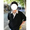 Camisa Polo Irregular Retro con Cuello en V para Hombre con Diseño de Raya Patchwork, Casual y Versátil Marca de Moda Manga Corta Holgada