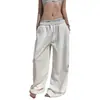 Calça de moletom retro americana com detalhes de chama e strass, céu estrelado, barra curva, para homens e mulheres, modelagem solta, calça casual estilosa de perna larga para dançar