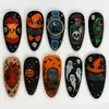 30 Peças Pontas de Unha Usáveis de Halloween Transfronteiriças Abóbora Fantasma Color Block Formato Amêndoa Unhas Postiças de Halloween