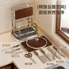 Estante de Almacenamiento para Cuchillos de Cocina Multifuncional Soporte para Cuchillos Tabla de Cortar Integrada para Encimera Estante de Almacenamiento Integrado para Tapas de Ollas