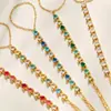 Cadena de dedo con zircón cuadrado de dopamina de acero inoxidable apilable transfronteriza, pulsera de joyería simple de moda de lujo ligero personalizada para mujer