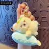 Llavero de peluche de animal tipo paleta de hielo de verano para mujer, llavero de muñeca de conejo moderno y exquisito, colgante para mochila