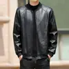 Chaquetas de Cuero para Hombre de Otoño e Invierno, Chaquetas de Cuero con Cuello de Béisbol de Negocios, Chaquetas de Motociclista, Venta al por Mayor de Fabricante