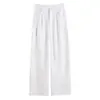 Pantalones Anchos de Lino y Algodón para Mujer, Estilo Delgado de Verano 2025 Nuevos de Cintura Alta, Holgados, Gama Alta, Pantalones de Traje de Seda de Hielo Yamamoto