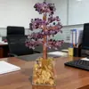 Árbol de la Fortuna de Cristal con Base Dorada de Papel de Aluminio Transparente, Árbol de la Vida, Decoración de Escritorio de Lujo para el Hogar
