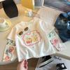 Camiseta de Manga Corta de Algodón Puro para Niñas Verano Mangas Protectoras del Sol Tops de Moda Casual para Niñas Ropa de Verano Tallas Mediana y Grande Niños Manga Media