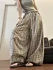 Pantalones largos de pijama a cuadros retro coreanos para mujer, verano, alta gama, talla grande, holgados, versátiles para estar por casa, se pueden usar fuera