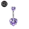 E-Commerce Transfronterizo Nuevo Modelo G23 Anillo para Ombligo de Circonita con Forma de Corazón Redondo F136 Anillo para Ombligo de Titanio Stud para Ombligo