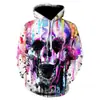 Nuevo Vestido Europeo y Americano de Halloween Estampado Digital 3D Cabeza de Calavera Sudadera con Capucha Casual para Hombres y Mujeres Venta al por Mayor