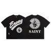 Camiseta Vintage Suelta de Manga Corta con Cuello Redondo Lavada y Desgastada Estilo Americano San Miguel 2026 para Hombres y Mujeres Moderna