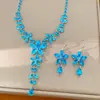 Colar gancho de orelha flor de zircônia gota d'água, corrente de clavícula de luxo leve nicho, conjunto de joias requintado e elegante estilo palácio atacado