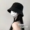 Sombrero de Pescador Negro para Mujer 2024 Nuevo Primavera Verano Cabeza Grande Mostrando Cara Pequeña Todo Fósforo Protector Solar Transpirable Sombrero Cubo para Hombre