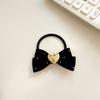 Horquilla de metal con lazo de amor para el pelo, estilo vintage de terciopelo, con clip lateral para flequillo para mujer