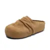 Mocasines cerrados simples estilo Birkenstock con pliegues retro para mujer, nuevos para 2026, pantuflas de verano y otoño sin cordones con suela gruesa