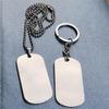 Etiqueta de Cachorro Transfronteiriça Chaveiro de Aço Inoxidável Etiqueta Militar DIY Masculino Simples Espessado Titânio Aço Letra Metal Acessórios de Joias