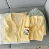 Pijama de Algodón Nube para Mujer, Conjunto de Dos Piezas Bordado de Dibujos Animados, Nuevo Estilo de Verano para Estudiantes, Se Puede Usar Afuera, Talla Grande, Ropa de Casa de Corte Holgado