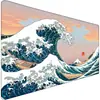 Alfombrilla de ratón grande impermeable estilo japonés Monte Fuji Flor de cerezo Ukiyo-E Paisaje con borde antideslizante para juegos y oficina