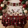 Banner de cumpleaños temático navideño transfronterizo con elementos de muñeco de nieve navideño, pancarta de fiesta a cuadros, decoraciones para topper de pastel