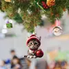 Navidad Creativa de Gato Lindo Decoraciones para Árbol de Navidad Navideño para el Hogar Colgante Plano Acrílico