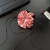 Elástico Elegante Coreano de Seda Satinada con Flor Grande para el Cabello con un Toque de Lujo para Mujeres, Adecuado para Peinados de Moño Bajo