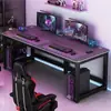 Mesa, mesa de computador, quarto, mesa de computador simples para casa, design minimalista, adequada para apartamentos alugados, tampo com padrão de fibra de carbono, mesa gamer simples