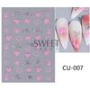 Nuevas pegatinas de uñas transfronterizas para el Día de San Valentín en rosa intenso y plateado con forma de globo de amor y rosa adhesivas para uñas.