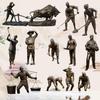 Escultura de plástico reforzado con fibra de vidrio Escultura de figura tema de cultura popular agrícola Cobre fundido relieve Ejército Rojo Ejército de la Octava Ruta preparación de té campus