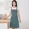 Delantal nuevo de algodón puro moderno lindo elegante impermeable cocina trabajo de cocina antiadherente clásico rayas verticales hombres y mujeres cintura