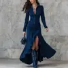 Vestido Popular Europeo y Americano Transfronterizo Delgado con Cremallera Cuello Alto Abertura Larga Estación Independiente de Amazon Otoño e Invierno 2025