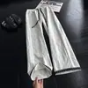 Pantalones de cuadros patchwork estilo americano de secado rápido para hombre, pantalones deportivos finos de seda helada para verano, pantalones casuales rectos de corte limpio