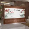 Pantalla divisoria para sala de estar, modelo nuevo 2025, pantalla exterior de imitación madera maciza, pantalla móvil de lujo para sala de estar y patio