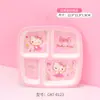 Sanrio Hello Kitty Vajilla Infantil Mesa para Niños Hogar Bol para Comida de Bebé Plato con Compartimentos Impermeable Antiescaldados Forma de Plato Taza de Leche