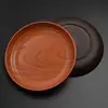 Plato Redondo de Plástico PP Imitación Madera Retro Nuevo de Alta Apariencia para Uso Doméstico, Café, Pastel, Postre, Fruta